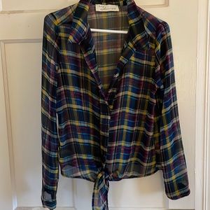 Anthropologie sheer flannel print top